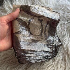 Coach 20x20 metallic shimmering silk scarf